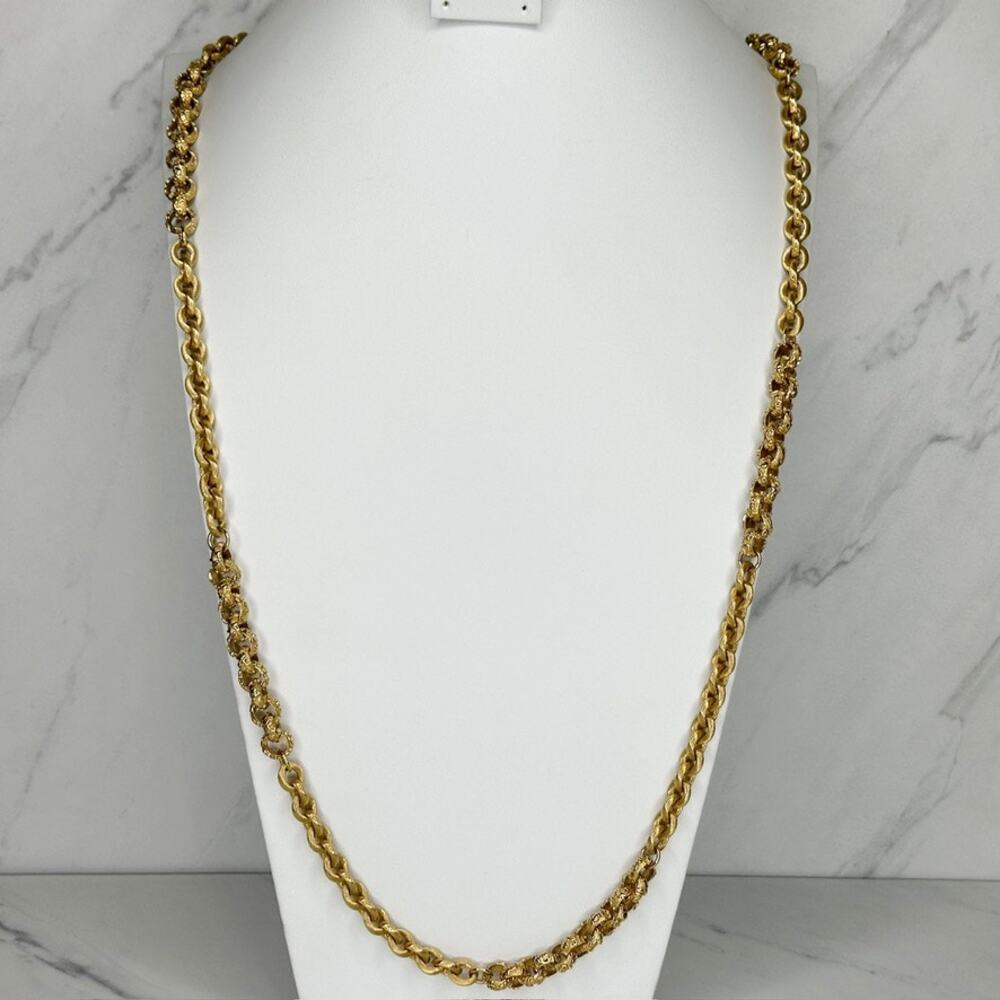 St. John Gold Chain Necklace 46" Palm Beach New York Text Links Statement ✨